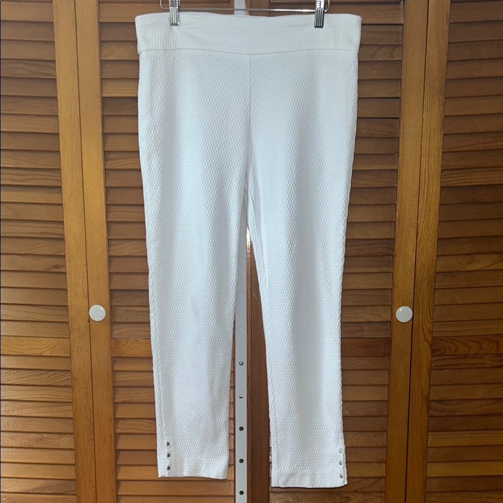 Van Heusen Stretch Extensible White Patterned Leg… - image 1